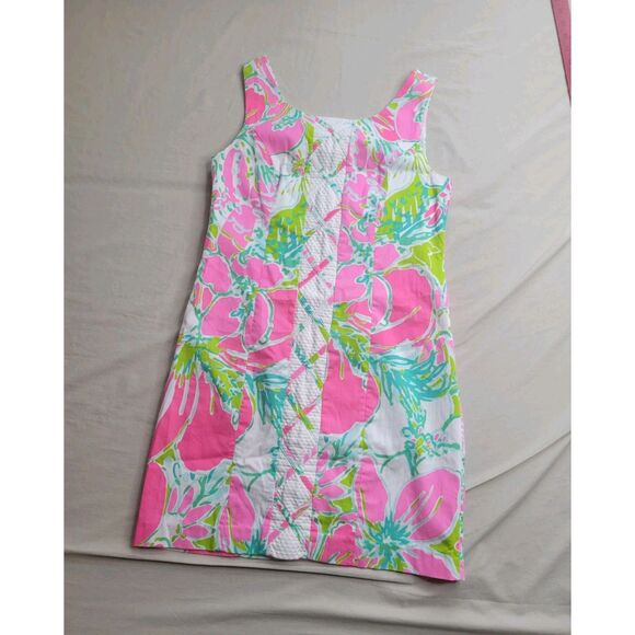 Lilly Pulitzer Dresses & Skirts - Lilly Pulitzer Floral Sleeveless Zip Straight Shift Dress 100% Cotton - Size 0